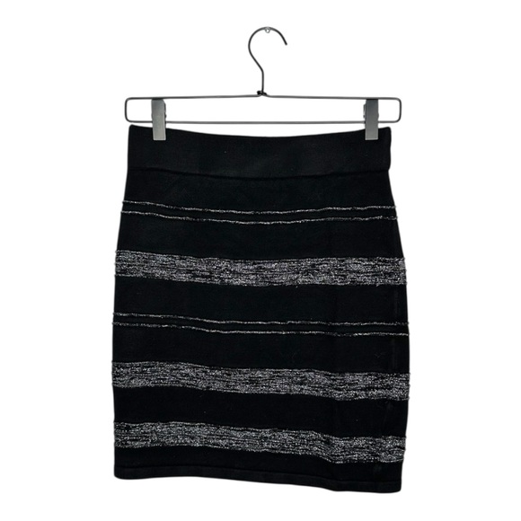 Rock & Republic Dresses & Skirts - Rock & Republic Black Silver Metallic Stripe Bodycon Skirt Y2K Size Small Glam